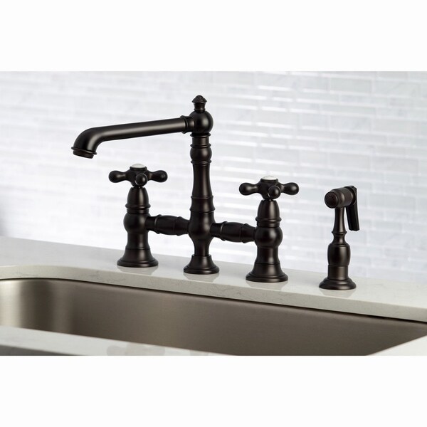 KS7275AXBS English Country 8 Bridge Kitchen Faucet W/ Sprayer, Bronze